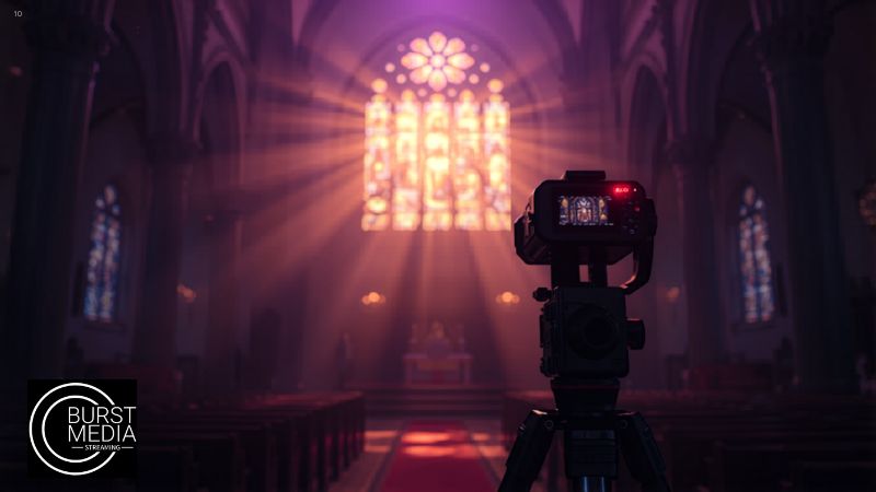Cámara PTZ en catedral para transmisión en vivo de iglesia